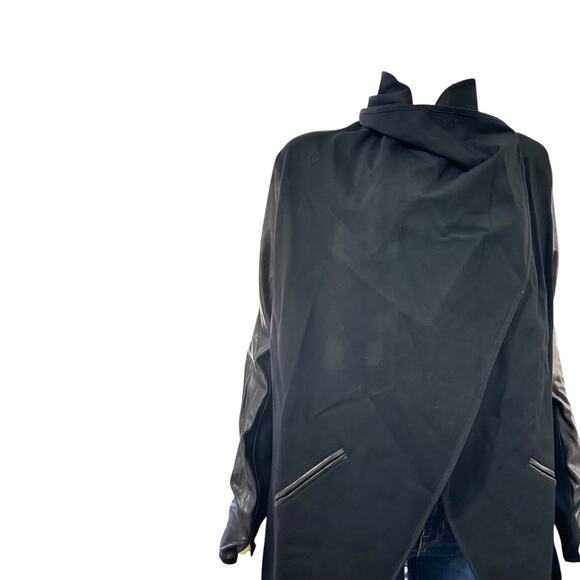 Spanx Womens Faux Leather Convertible Jacket Size M Black Outdoors Mid Length - Picture 6 of 15